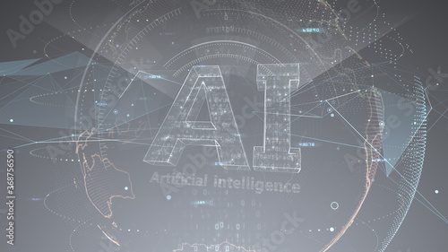 AI artificial intelligence digital network computer technology 3D illustration background.