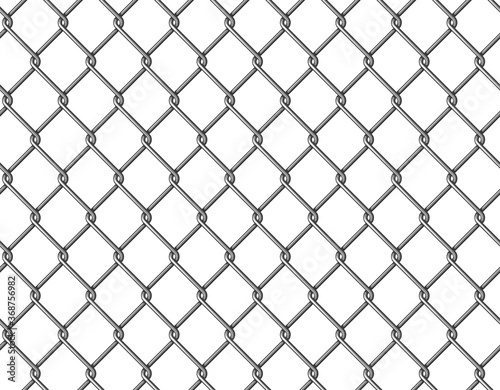 Seamless metal wire chain link fence, vector background pattern.