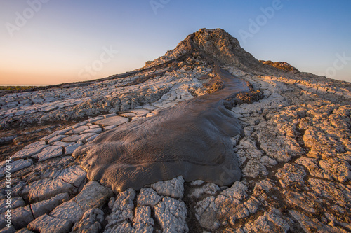 Active mud volcanoes in Gobustan desert, Azerbaijan