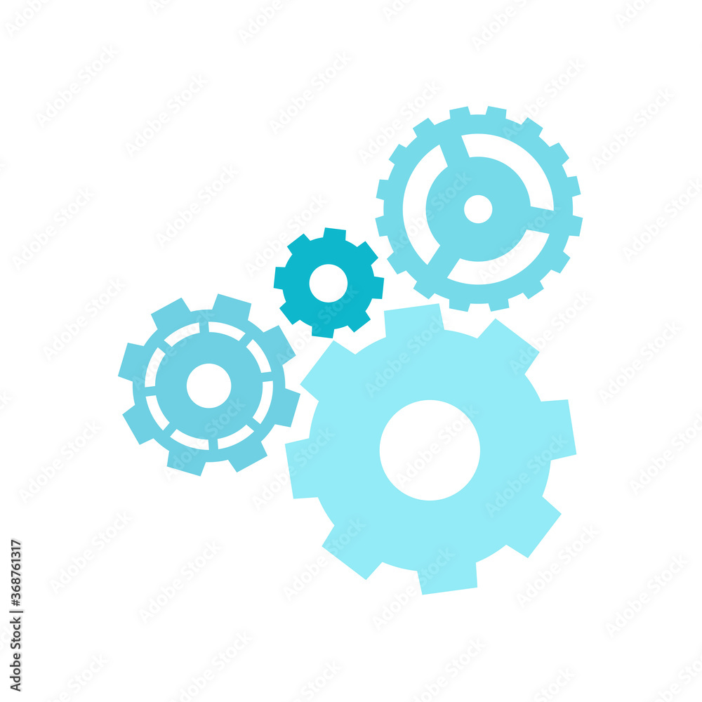 Сircle cog gear for engineering mechanism icon isolated on white background. Gear symbol for button icon for progress web, machinery industrial technology sign. Infographic vector template