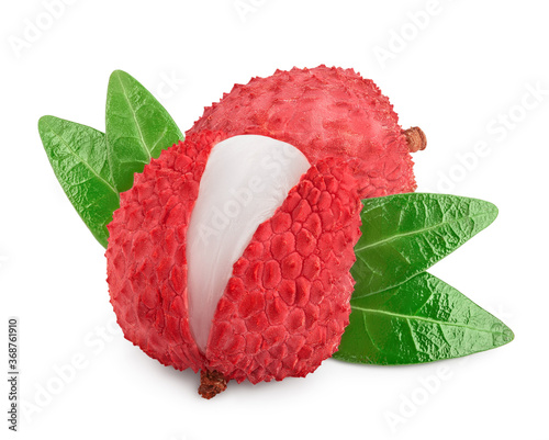 lychee fruit isolated on white background with clipping path and full depth of field photo