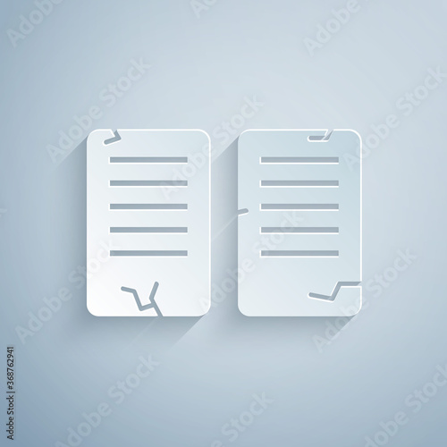 Paper cut The commandments icon isolated on grey background. Gods law concept. Paper art style. Vector Illustration