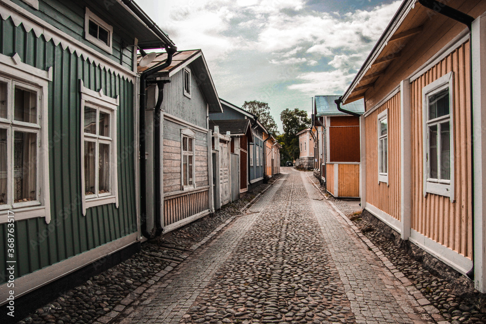 one of the narrow streets of old Rauma one of the narrow streets of old Rauma