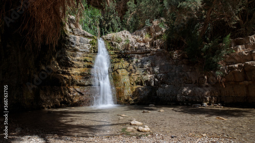 Obraz na płótnie Waterfall in the desert – part of the Ein Gedi oasis natural reserve in southern Israel