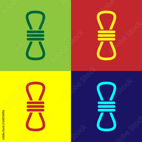 Pop art Climber rope icon isolated on color background. Extreme sport. Sport equipment.  Vector Illustration