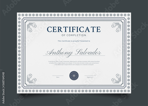 Classic Certificate Template Design with Abstract Ornaments