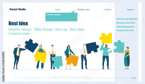 Modern flat design concept website or app page. Financial services, banking, strategic planning, development, business solutions, consulting, market research, teamwork, data analyse, support, security