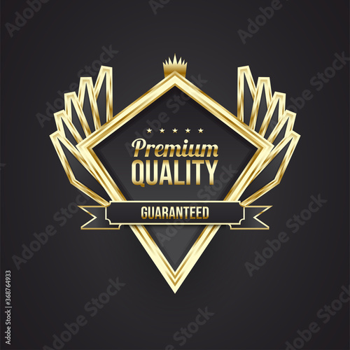 Premium Quality Badge with Black and Gold Concept and Elegant Wings