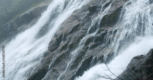 Grawa Waterfall in slow motion movement in Stubai, Austria photo