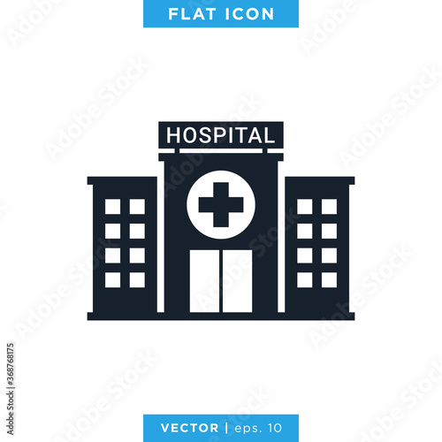 Hospital Building Icon Vector Logo Design Template.