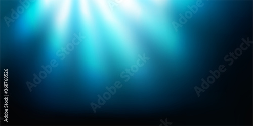 Abstract navy blue background with sunlight. Blurred aqua water backdrop with place for text. Vector illustration for your graphic design, banner, poster or website.