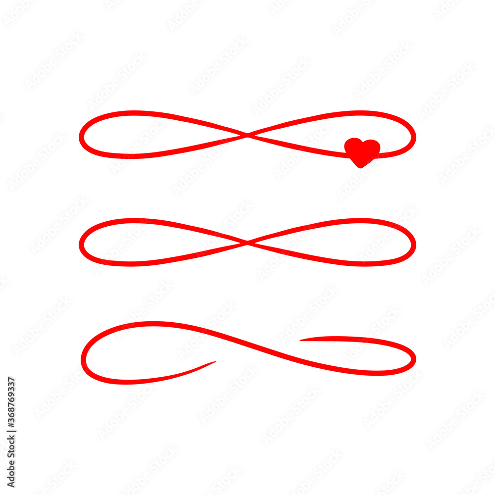 Handdrawn Red Abstract Heart Endless Sign Love calligraphy. Infinity symbol vector, wedding invitation, logo icon pattern print design. Hand written Holiday greeting card on white background Handdrawn Red Abstract Heart Endless Sign Love calligraphy. Infinity symbol vector, wedding invitation, logo icon pattern print design. Hand written Holiday greeting card on white background
