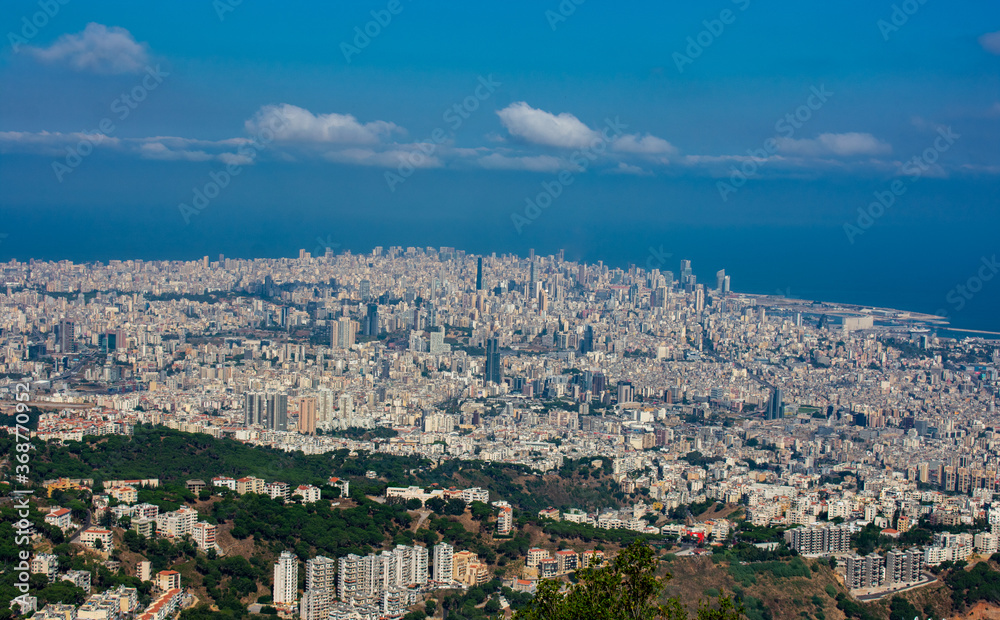 looking down on the city of Beirut from a hillside