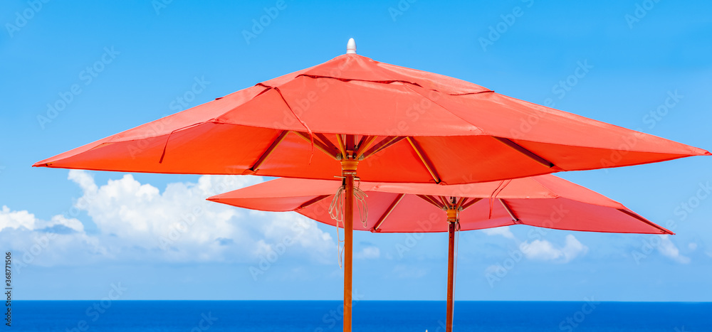 red beach umbrella