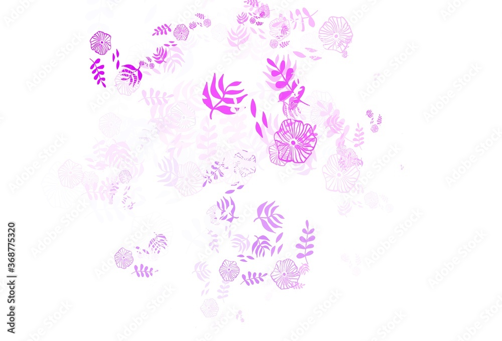 Light Purple, Pink vector doodle background with leaves. Light Purple, Pink vector doodle background with leaves.