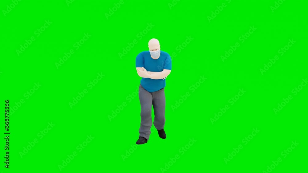 3d character with mask in green background 3d character with mask in green background