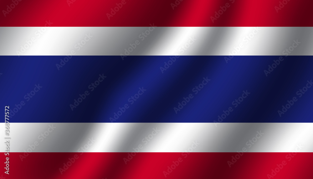 Fototapeta premium thailand national wavy flag vector illustration