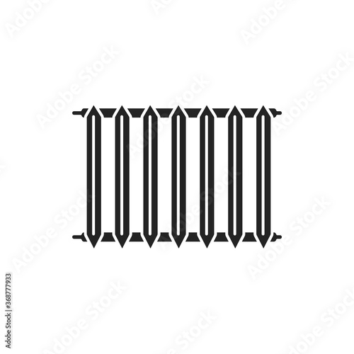 Cast iron batteries black glyph icon on white background. Heat in the house. House temperature. Pictogram for web page, mobile app, promo. UI UX GUI design element
