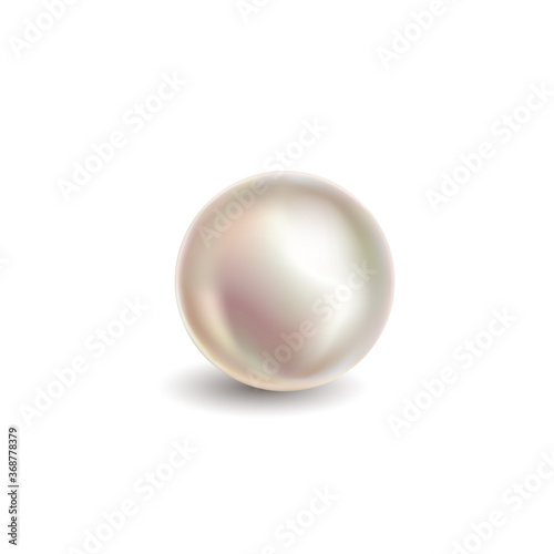 Pearl realistic. White pink bead. Natural tahinian round classic gem stone for necklace. Jewelery graphic isolated illustration