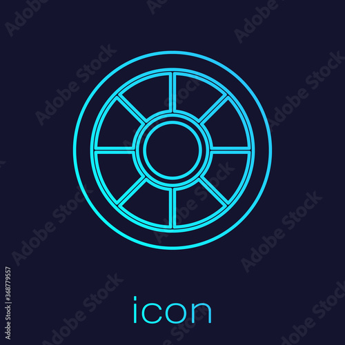 Turquoise line Safe icon isolated on blue background. The door safe a bank vault with a combination lock. Reliable Data Protection. Vector.