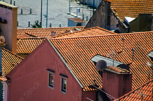 View of roof of ancient historical buildings in the downtown area of Lisbon, the coastal capital city of Portugal and one of the oldest cities in Europe
 #368780744