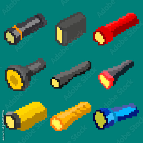 A set of nine illustration flashlights for games, website decoration and more.