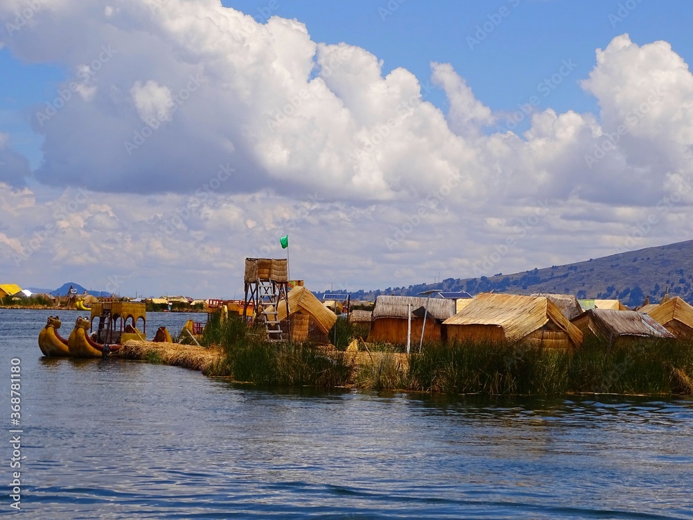 South America, Peru, dwellings on Lake Titicaca