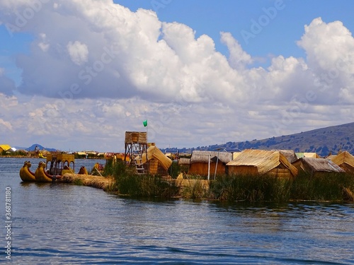 South America, Peru, dwellings on Lake Titicaca