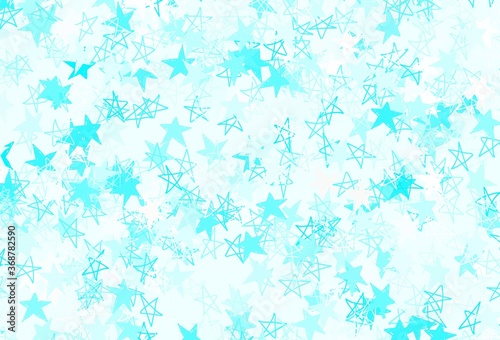 Light Blue, Green vector backdrop with small and big stars.
