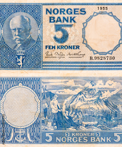 Fridtjof Nansen, Portrait from Norway 10 Kroner 1943 Banknotes. photo