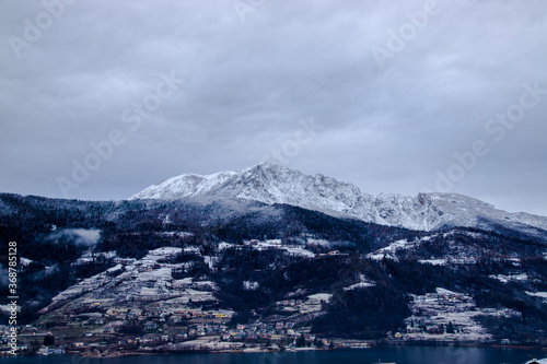 fresh snow over the mountains