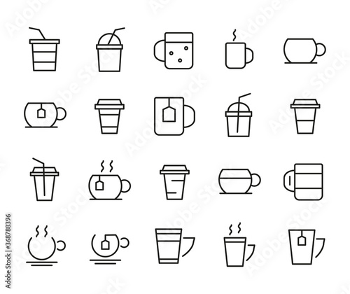 Simple set of cup outline icons. Pack of stroke icons. Vector illustration isolated on a white background. Premium quality symbols.