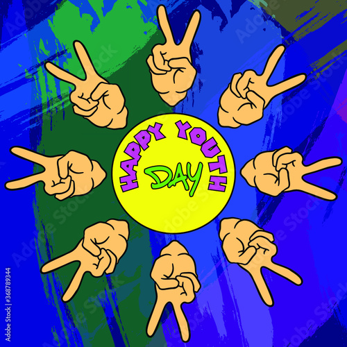 International youth day, 12 august, background multicolor with hands, vector graphics, modern concept for your design, illustration.