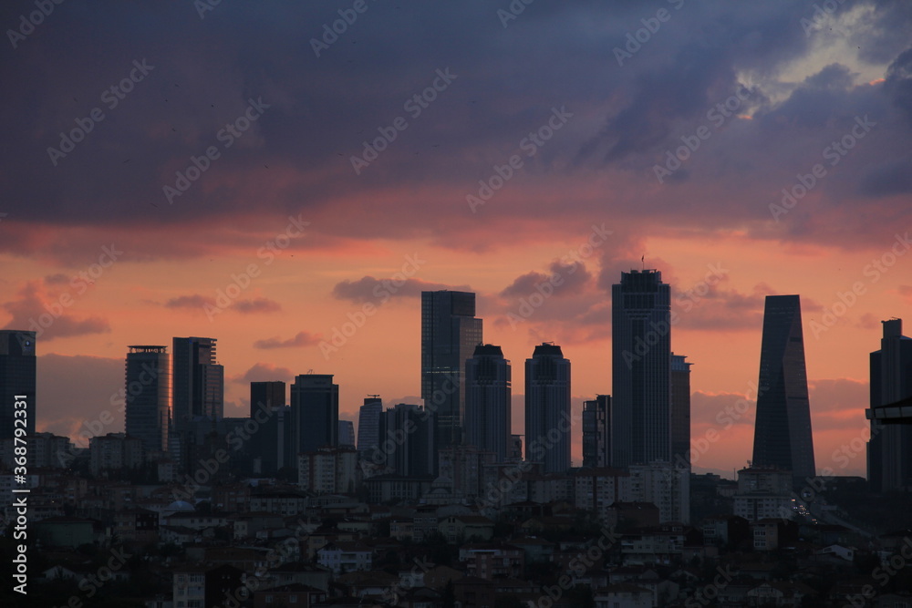sunset over the city of İstanbul