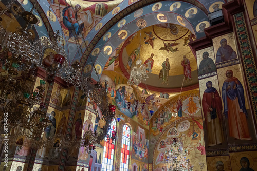 The interior of the Church of the Apostles located on the shores of the Sea of Galilee, not far from Tiberias city in northern Israel