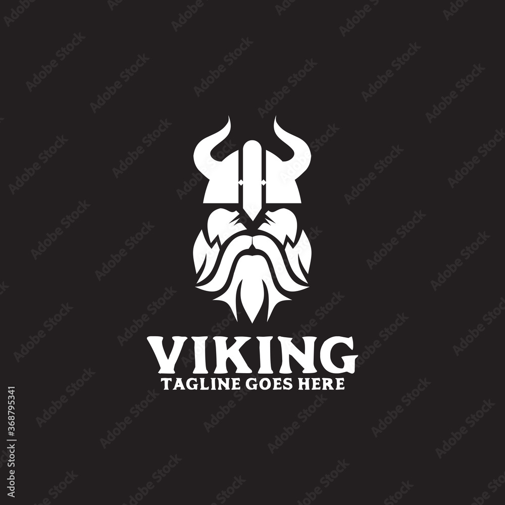 Viking head helmet vector logo design