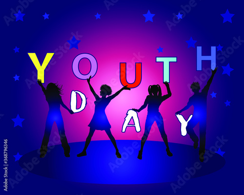 International, youth day, august 12, background, multicolor, vector, people, graphics, modern, concept for your design. 