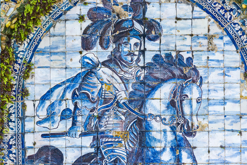 Cavaliers azulejos panels in The Palace of the Marquesses of Fronteira in Lisbon, Portugal