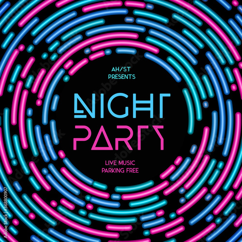Night party illustration. Rounded lines design style.