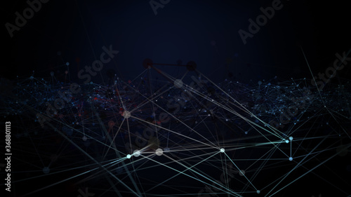 3d render of Futuristic Network concept abstract plexus background with line and dot connection in big area.
