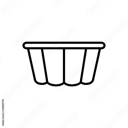 Fluted Cake Pan. Linear icon of Curly Pudding mold. Black simple illustration of cooking dish for baking dessert, pie, muffin. Kitchenware symbol. Contour isolated vector, white background