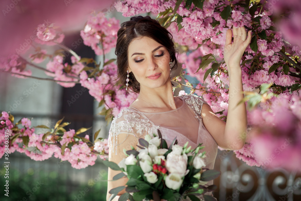bride in sakura garden