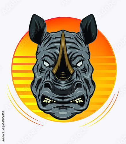 vector rhino logo design mascot with modern illustration concept style for badge, emblem and t shirt printing. angry rhinos illustration.