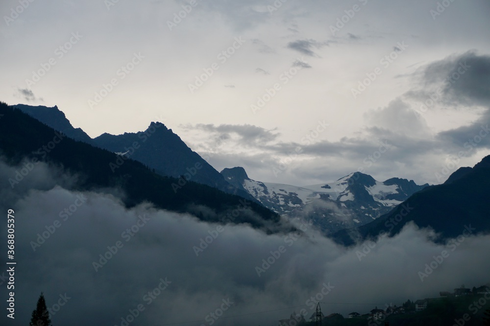 clouds over the mountains