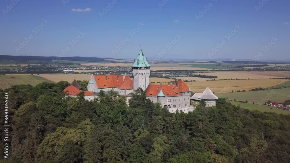 Flying over of Smolenice castle, Slovakia Flying over of Smolenice castle, Slovakia