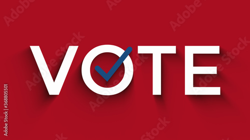 vote text animation with checkbox, US election concept, red, white, blue colors