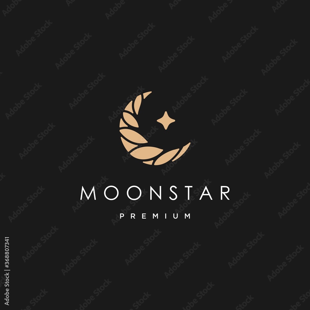 elegant crescent moon and star logo design line icon vector in luxury style outline linear, ramadan kareem, crescent moon and star illustration for background banner, abstract crescent moon logo