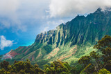 Scenic view of the Napali Coast from Kokee State Park in Kauai, Hawaii.