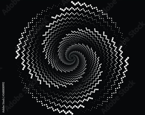  Dotted, dots, speckles abstract concentric circle. Spiral, swirl, twirl element.Circular and radial lines volute, helix.Segmented circle with rotation.Radiating arc lines.Cochlear