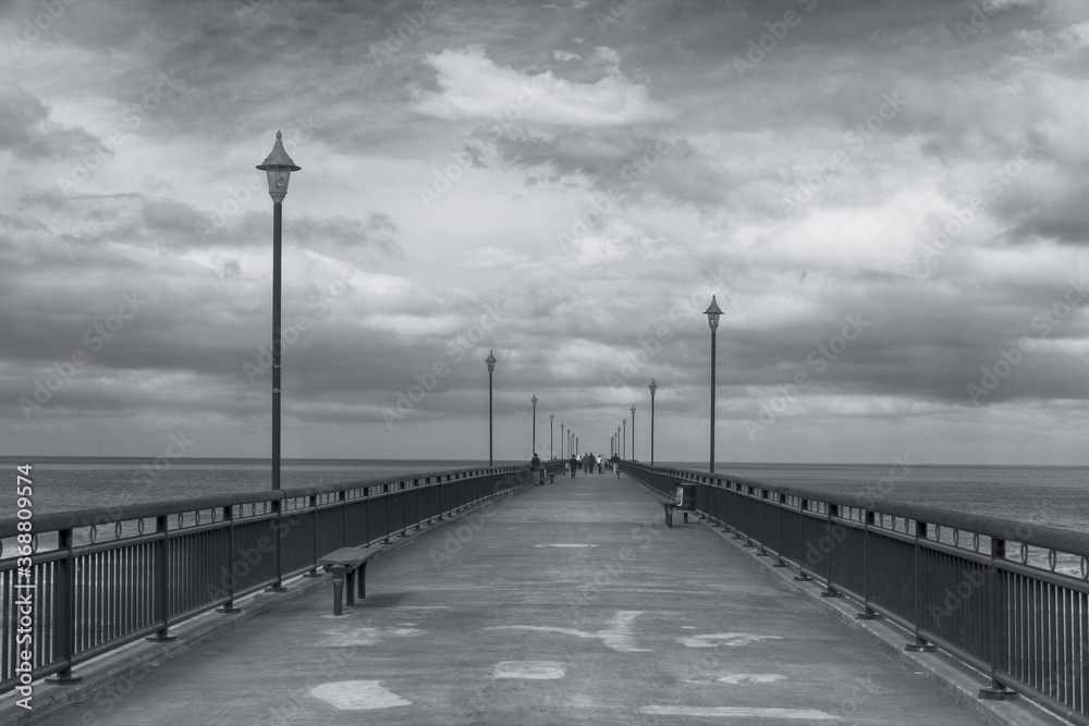 A bridge into the ocean. Boardwalk in Christchurch, New Zealand	
